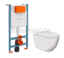 Комплект 3 в 1 VitrA 9873B003-7205 Унитаз подвесной безободковый, с микролифтом + Система инсталляции