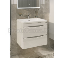 Тумба с раковиной Grossman Виста 75 подвесная, 2 ящика, белый глянец