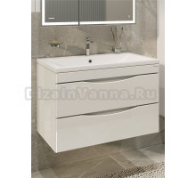 Тумба с раковиной Grossman Виста 90 подвесная, 2 ящика, белый глянец