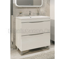 Тумба с раковиной Grossman Виста 75 напольная, 2 ящика, белый глянец