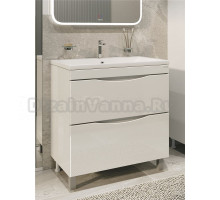 Тумба с раковиной Grossman Виста 90 напольная, 2 ящика, белый глянец