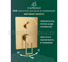 Встраиваемый смеситель для душа и ванны Caprigo Kub 54-051-brg матовое золото