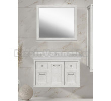 Мебель для ванной комнаты ASB-Woodline Толедо 105 белая, патина серебро