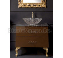 Тумба с раковиной Armadi Art NeoArt 80 шоколад с ручками Wave золото, с ножками
