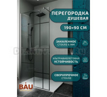 Душевая перегородка BAU Stil tetris 190х90 см прозрачное стекло 6 мм, черный матовый профиль