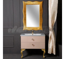 Мебель для ванной комнаты Armadi Art NeoArt 80 капучино с ручками Crystal золото, зеркало Soho, с ножками