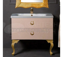 Тумба с раковиной Armadi Art NeoArt 80 капучино с ручками Drop золото, с ножками