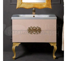 Тумба с раковиной Armadi Art NeoArt 80 капучино с ручками Ajur золото, с ножками