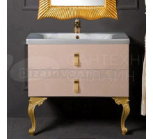 Тумба с раковиной Armadi Art NeoArt 80 капучино с ручками Glaze золото, с ножками