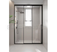 Душевая дверь в нишу Veconi Premium Prato 300 B-L 140, профиль матовый черный, стекло прозрачное