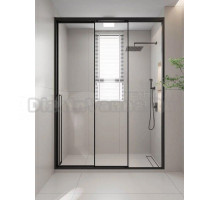 Душевая дверь в нишу Veconi Premium Prato 300 B-R 140, профиль матовый черный, стекло прозрачное