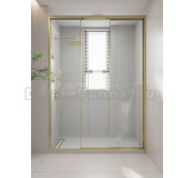 Душевая дверь в нишу Veconi Premium Prato 300 G-L 130, профиль брашированное золото, стекло прозрачное