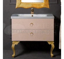 Тумба с раковиной Armadi Art NeoArt 80 капучино с ручками Moon золото, с ножками
