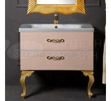 Тумба с раковиной Armadi Art NeoArt 80 капучино с ручками Wave золото, с ножками