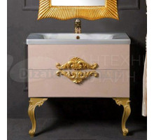 Тумба с раковиной Armadi Art NeoArt 80 капучино с ручками NeoArt золото, с ножками