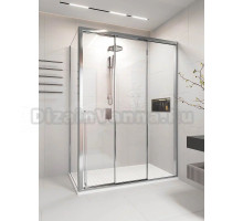 Душевой уголок Veconi Premium Prato 300 SP CH-R 130х100, профиль матовый хром, стекло прозрачное