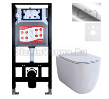 Комплект 3 в 1 Унитаз подвесной Esbano ESUPGARAW + Инсталляция Fram + Кнопка ESINLPS10SC цвет глянцевый хром