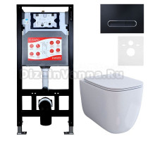 Комплект 3 в 1 Унитаз подвесной Esbano ESUPGARAW + Инсталляция Fram + Кнопка ESINOVL17MB цвет матовый черный