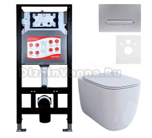 Комплект 3 в 1 Унитаз подвесной Esbano ESUPGARAW + Инсталляция Fram + Кнопка ESINOVL17SC цвет глянцевый хром