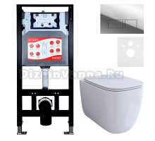 Комплект 3 в 1 Унитаз подвесной Esbano ESUPGARAW + Инсталляция Fram + Кнопка ESINPRK12SC цвет глянцевый хром