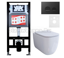 Комплект 3 в 1 Унитаз подвесной Esbano ESUPGARAW + Инсталляция Fram + Кнопка ESINSLM37MB цвет матовый черный