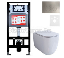 Комплект 3 в 1 Унитаз подвесной Esbano ESUPGARAW + Инсталляция Fram + Кнопка ESINMTK60ST цвет сатин