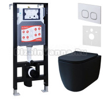 Комплект 3 в 1 Унитаз подвесной Esbano ESUPGARABM + Инсталляция Fram + Кнопка ESINLPS10GW цвет глянцевый белый