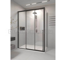 Душевой уголок Veconi Premium Prato 300 SP B-L 100х80, профиль матовый черный, стекло прозрачное