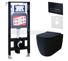 Комплект 3 в 1 Унитаз подвесной Esbano ESUPGARABM + Инсталляция Fram + Кнопка ESINOVL17MB цвет матовый черный