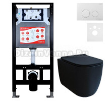 Комплект 3 в 1 Унитаз подвесной Esbano ESUPGARABM + Инсталляция Fram + Кнопка ESINSLM37GW цвет глянцевый белый