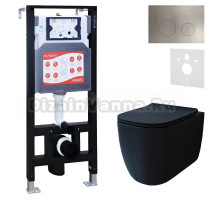 Комплект 3 в 1 Унитаз подвесной Esbano ESUPGARABM + Инсталляция Fram + Кнопка ESINMTP21ST цвет сатин