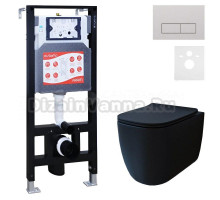 Комплект 3 в 1 Унитаз подвесной Esbano ESUPGARABM + Инсталляция Fram + Кнопка ESINMTK60ST цвет сатин