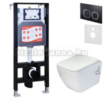 Комплект 3 в 1 Унитаз подвесной Esbano ESWBLEONWN + Инсталляция Fram + Кнопка ESINLPS10MB цвет матовый черный
