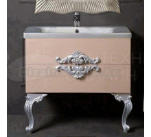 Тумба с раковиной Armadi Art NeoArt 80 капучино с ручками NeoArt серебро, с ножками