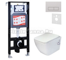 Комплект 3 в 1 Унитаз подвесной Esbano ESWBLEONWN + Инсталляция Fram + Кнопка ESINMTP21ST цвет сатин