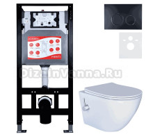 Комплект 3 в 1 Унитаз подвесной Esbano ESWBTERUWN + Инсталляция Fram + Кнопка ESINKRG11MB цвет матовый черный