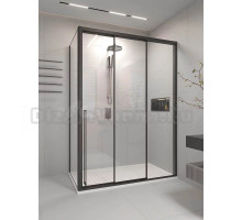 Душевой уголок Veconi Premium Prato 300 SP B-R 130х90, профиль матовый черный, стекло прозрачное