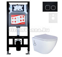 Комплект 3 в 1 Унитаз подвесной Esbano ESWBTERUWN + Инсталляция Fram + Кнопка ESINLPS10MB цвет матовый черный