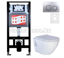 Комплект 3 в 1 Унитаз подвесной Esbano ESWBTERUWN + Инсталляция Fram + Кнопка ESINLPS10MC цвет матовый хром