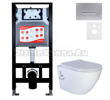 Комплект 3 в 1 Унитаз подвесной Esbano ESWBTERUWN + Инсталляция Fram + Кнопка ESINOVL17MC цвет матовый хром