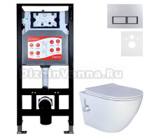 Комплект 3 в 1 Унитаз подвесной Esbano ESWBTERUWN + Инсталляция Fram + Кнопка ESINPRK12MC цвет матовый хром