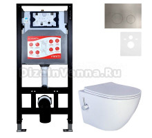 Комплект 3 в 1 Унитаз подвесной Esbano ESWBTERUWN + Инсталляция Fram + Кнопка ESINMTK60ST цвет сатин