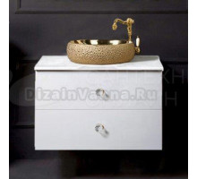 Тумба с раковиной Armadi Art NeoArt 80 белая с ручками Crystal золото
