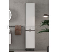 Шкаф-пенал для ванной EQUIL Smile 40 с бельевой корзиной, белый, лен антрацит