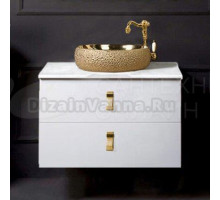 Тумба с раковиной Armadi Art NeoArt 80 белая с ручками Glaze золото