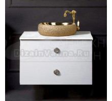 Тумба с раковиной Armadi Art NeoArt 80 белая с ручками Satine золото