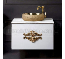 Тумба с раковиной Armadi Art NeoArt 80 белая с ручками золото