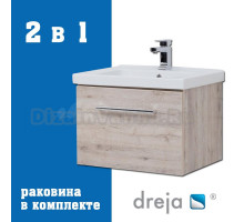 Тумба с раковиной Dreja Big Inn 65 подвесная, дуб кантри