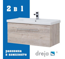 Тумба с раковиной Dreja Big Inn 80 подвесная, дуб кантри