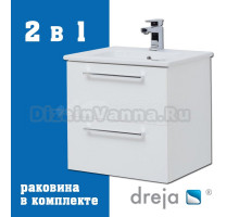 Тумба с раковиной Dreja Gio 60 подвесная, белый глянец